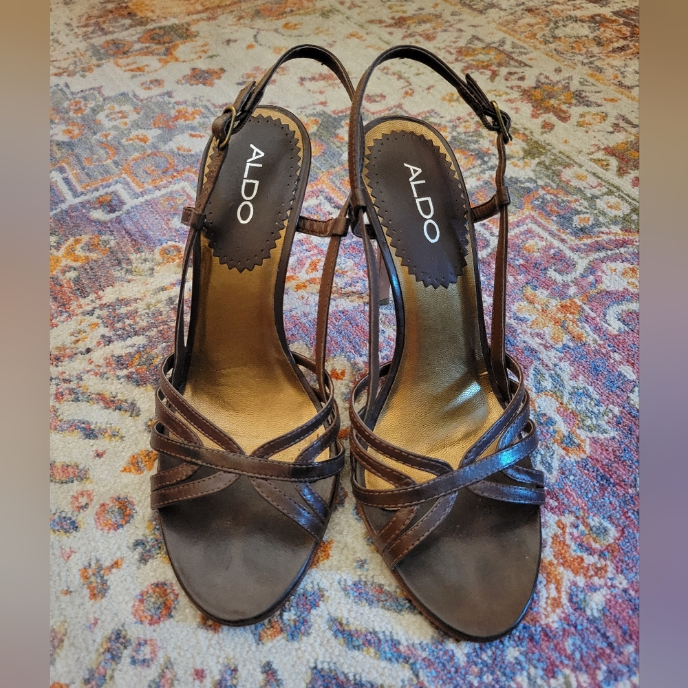 Aldo Chocolate Brown Strappy Heels